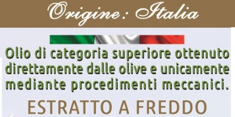 olio di categoria superiore ottenuto con estrazione a freddo